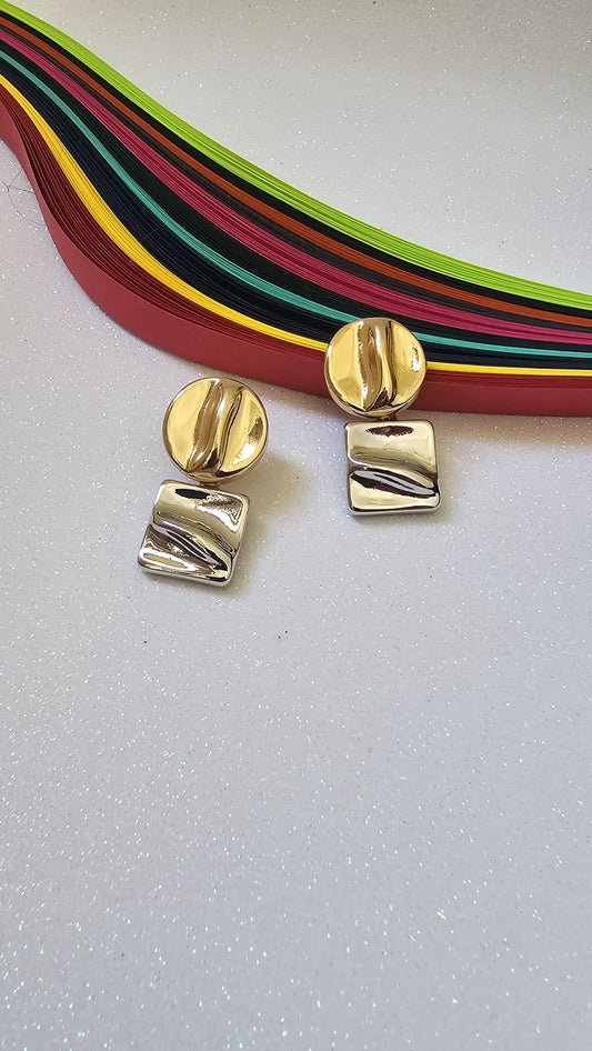 CHIC GOLD SILVER DROP EARRINGS