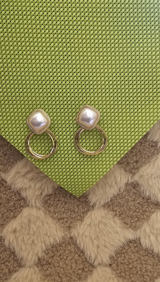 PEARL ROUND DROP EARRINGS