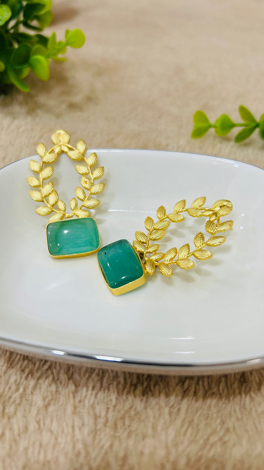 MEERAYA GREEN ETHNIC STUD EARRINGS