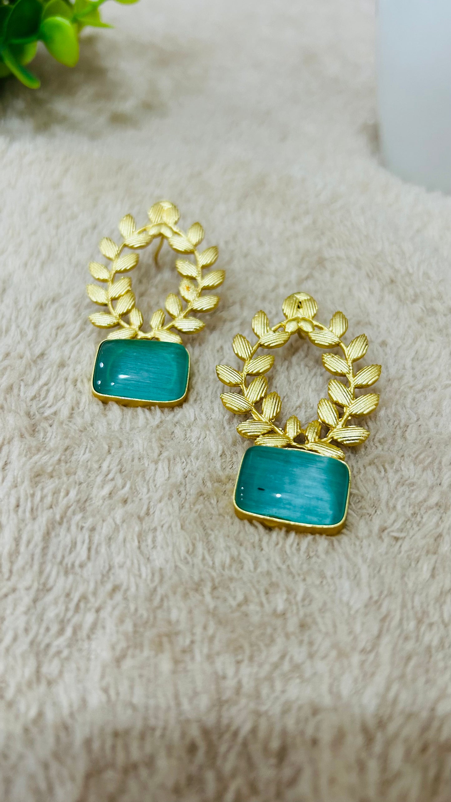 MEERAYA GREEN ETHNIC STUD EARRINGS